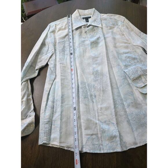 INC International Concepts men size XL long sleeve button up Blue floral linen - Picture 10 of 16